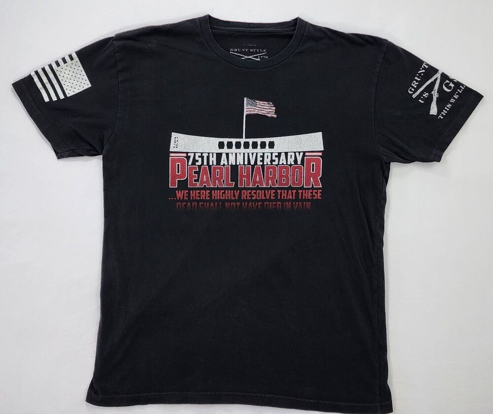 Grunt Style Shirt Mens Large Black Graphic Tee Pearl Harbor Short Sleeve USA